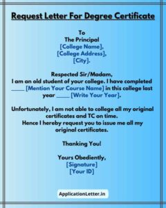 application letter for collection of university certificate