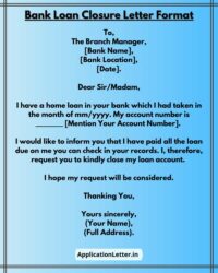 Loan Closure Letter Format Sample In Word & Pdf